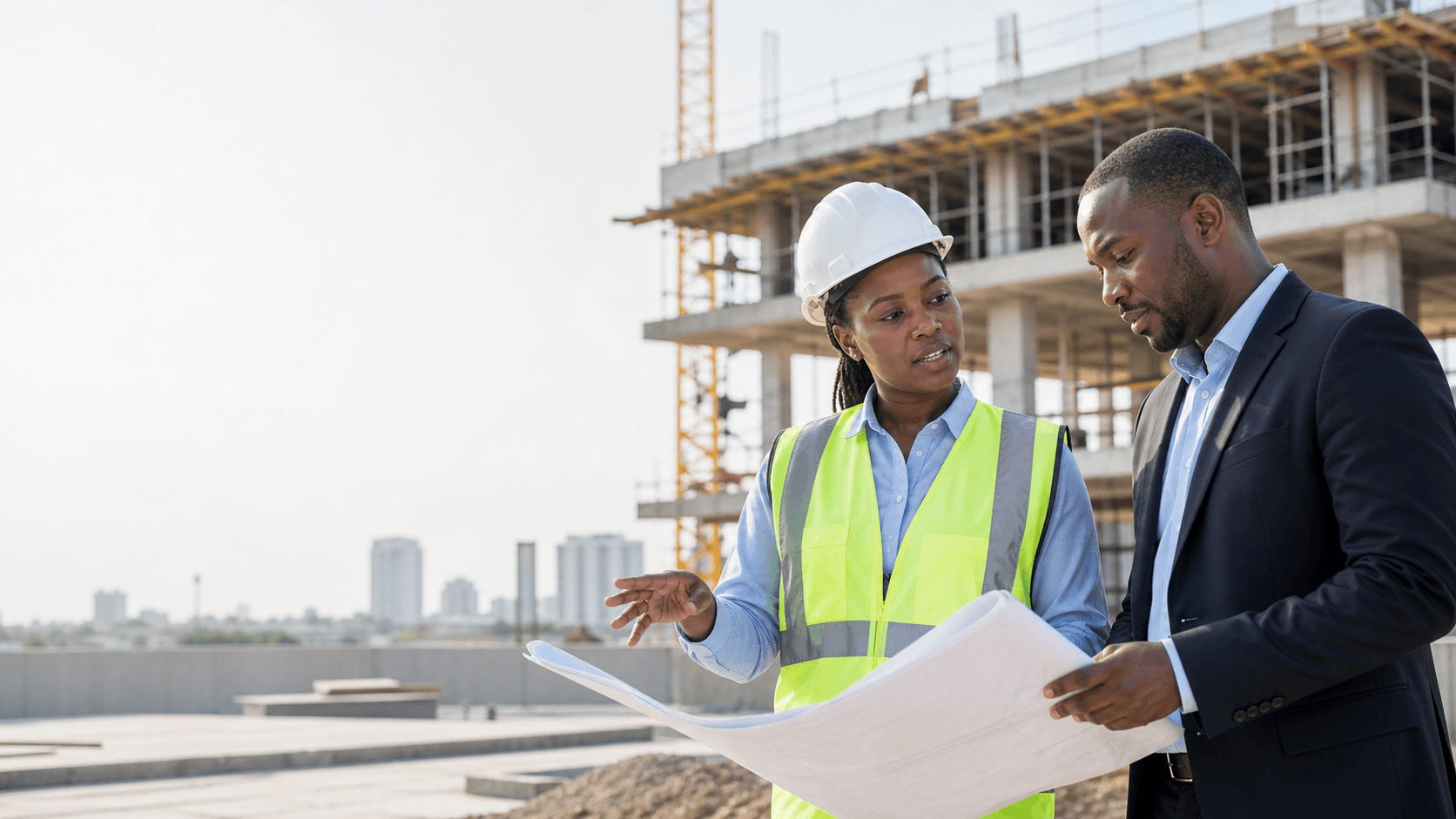 Construction and infrastructure project site used for project cost control planning